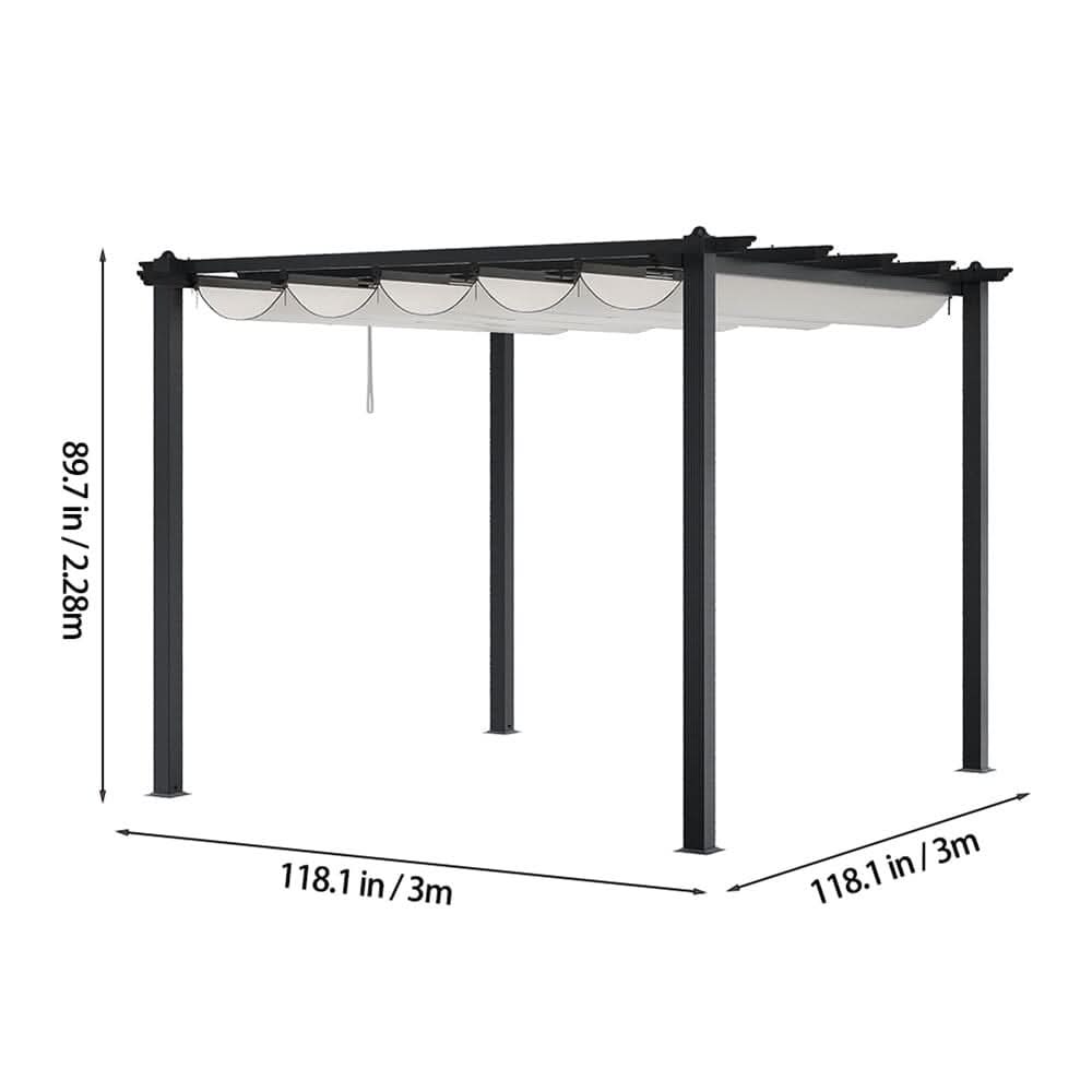 3x3m/3x4m/3x6m/4x4m All-Aluminum Flat Top Tarp Tent -Off-White/Light Grey