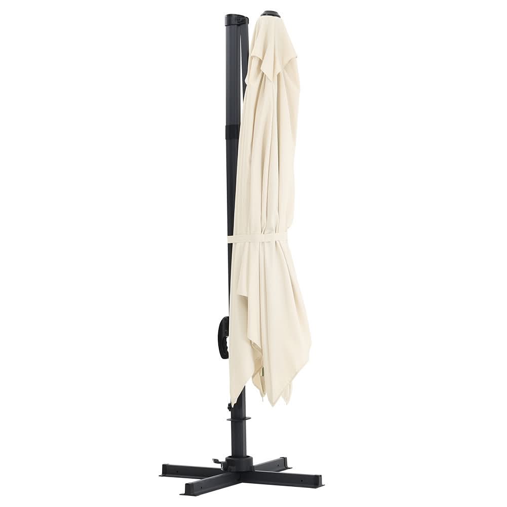 3 x 3M Square Cantilever Parasol Beige Outdoor Hanging Umbrella for Garden and Patio