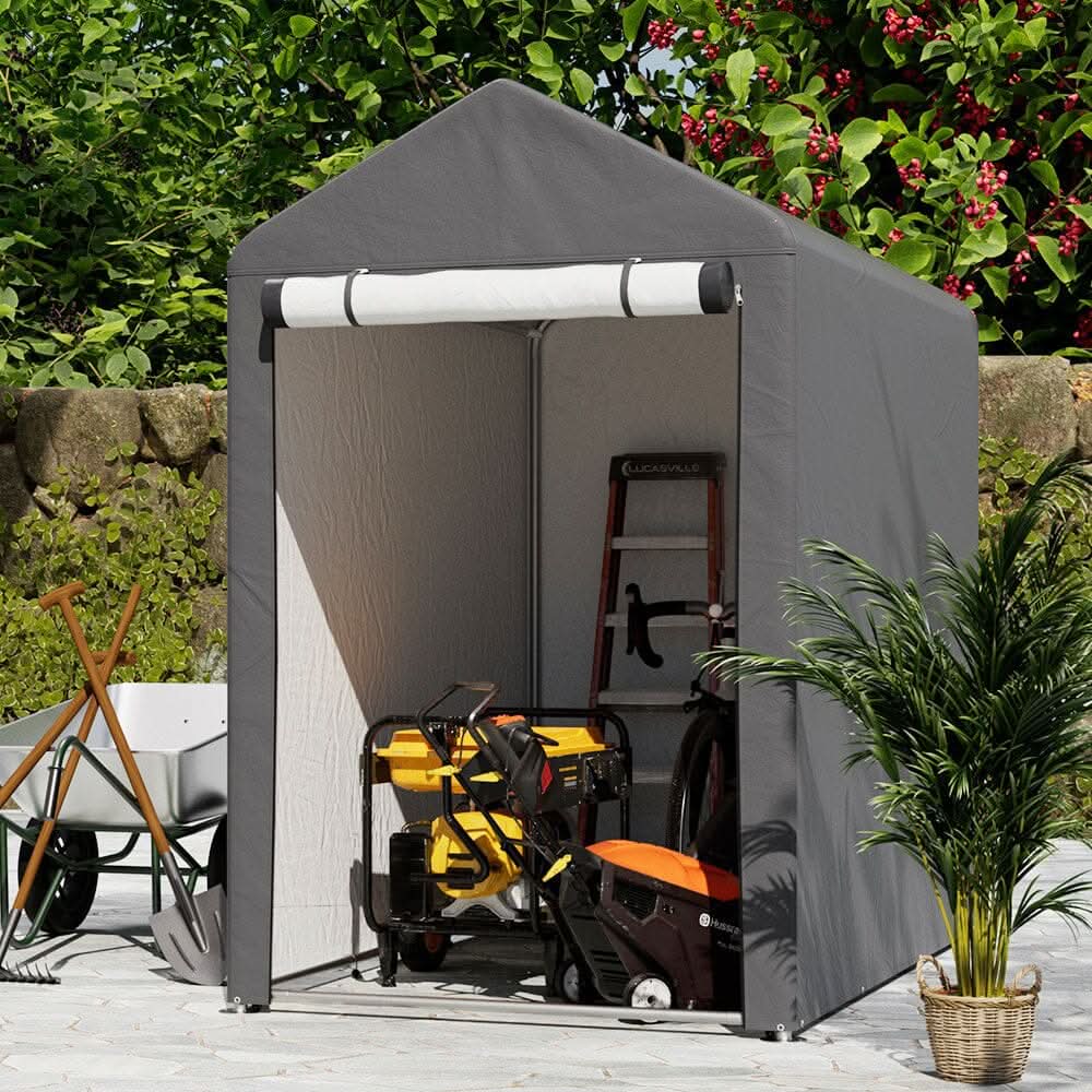 Galvanized Tube Storage Shed Garden Shed in Grey