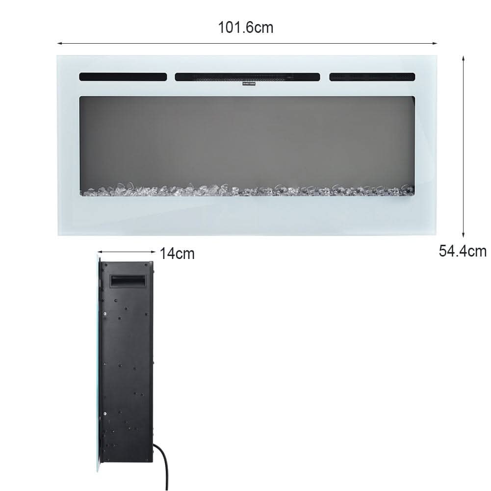 60 Inch Wall Mounted Fireplaces Recessed Fireplace 1800W White 5120BTU Electric Heaters