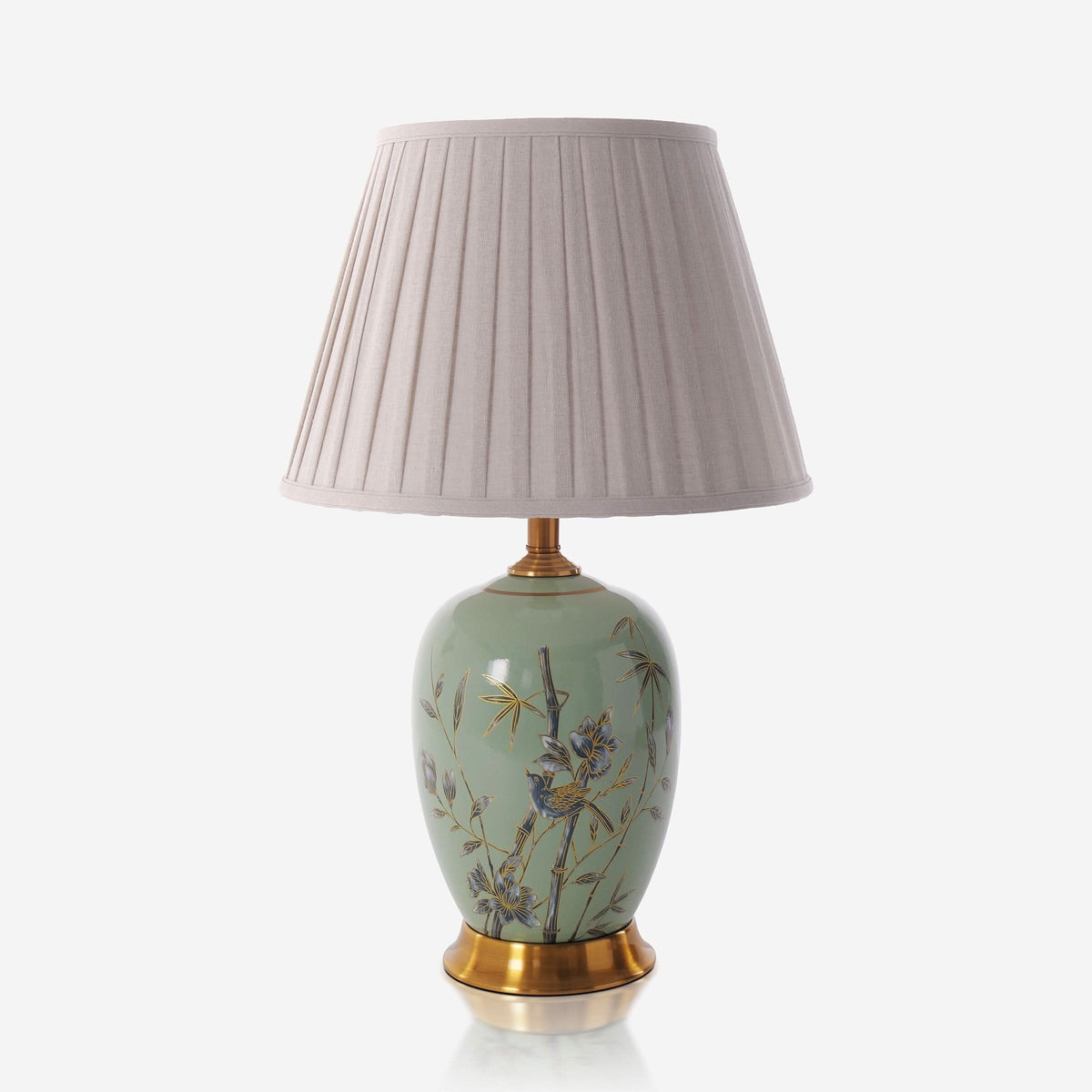 Lightsin Green Bamboo & Bird Ceramic Table Lamp with Seamless Dimming