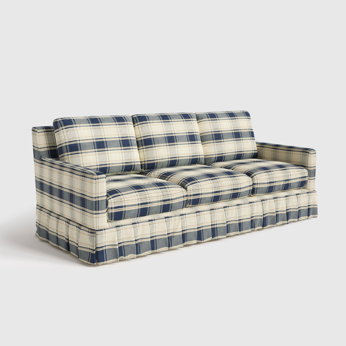 Cottonfy 3 Seater Striped Sofa with Removable Covers and Skirted Design