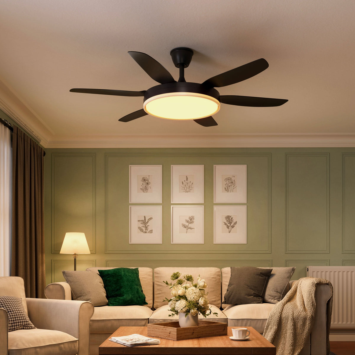 Lightsin Modern Black 57inch LED Ceiling Fan with Remote Control