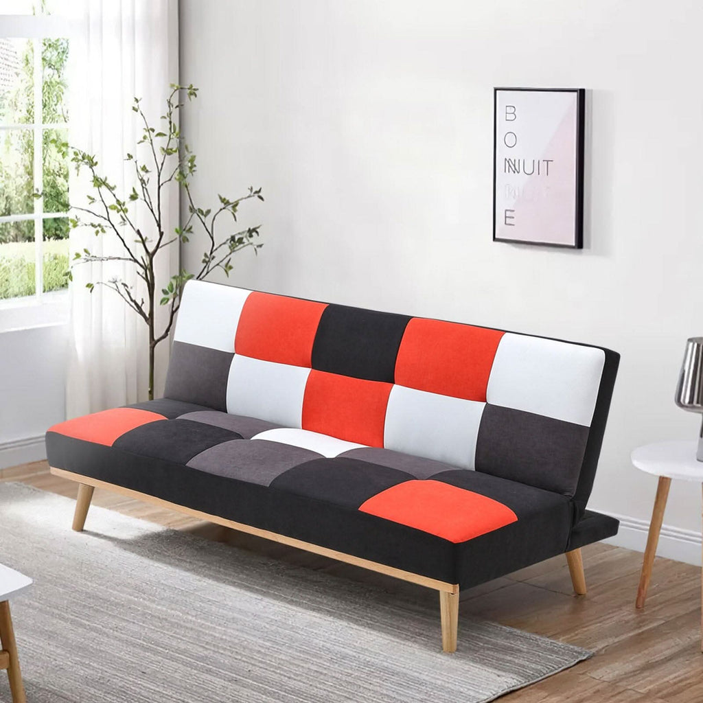 3-Seater Multicolour Checkered Sofa Bed