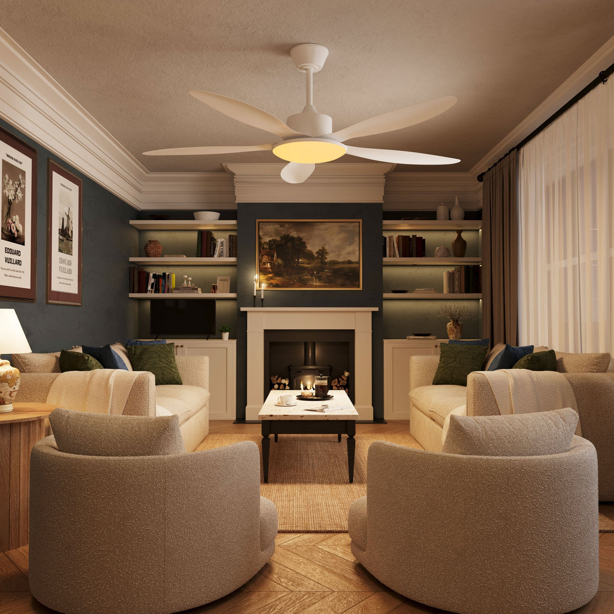 Lightsin 53-inch Modern Ceiling Fan with Light, Silent 5-Blade LED Fan with Remote