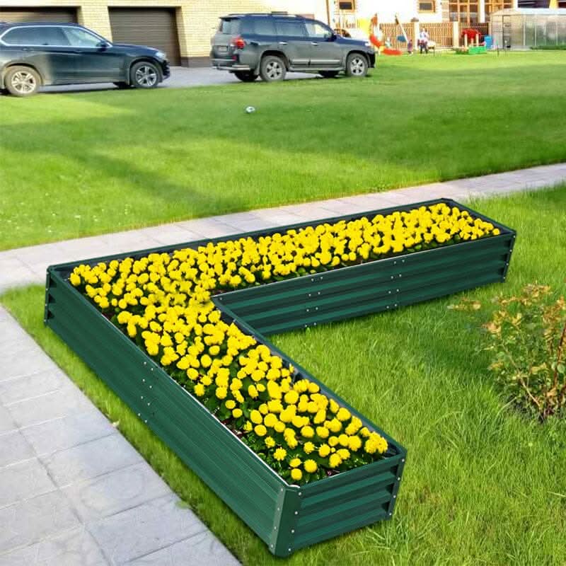 207*277*30cm Patio Corner 7-shaped Dark Green Flower Box can be Splicing