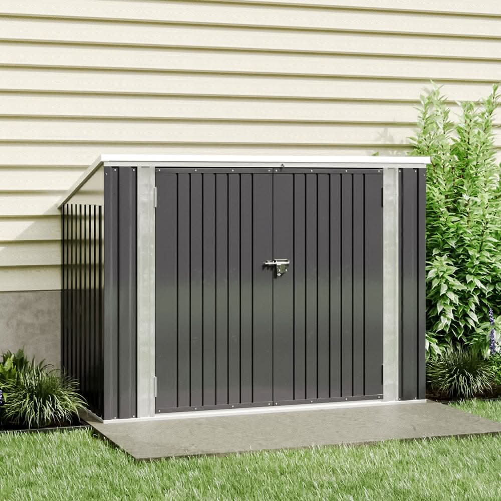 6/7ft Lockable Steel Garden Metal Junk/Bike Storage Shed Green/Black/Grey
