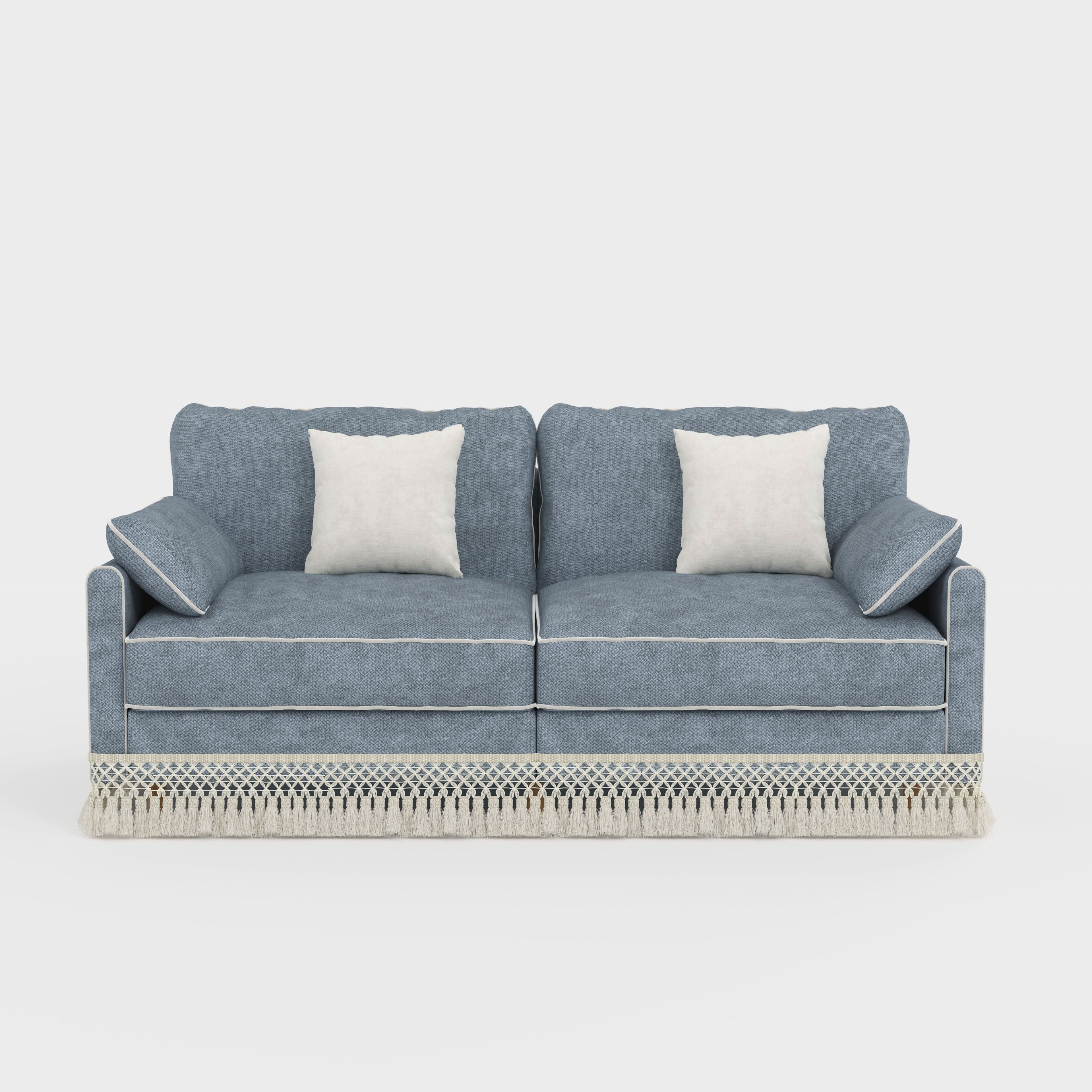 Cotton Linen Detachable Modular Sofa with Fringed Trim