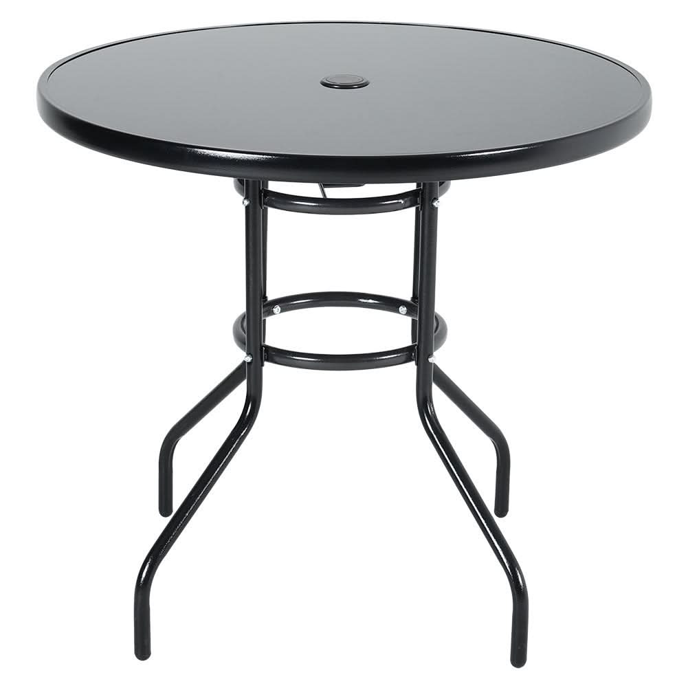 Patio Garden Dining Table with Umbrella Hole Glass Garden Table