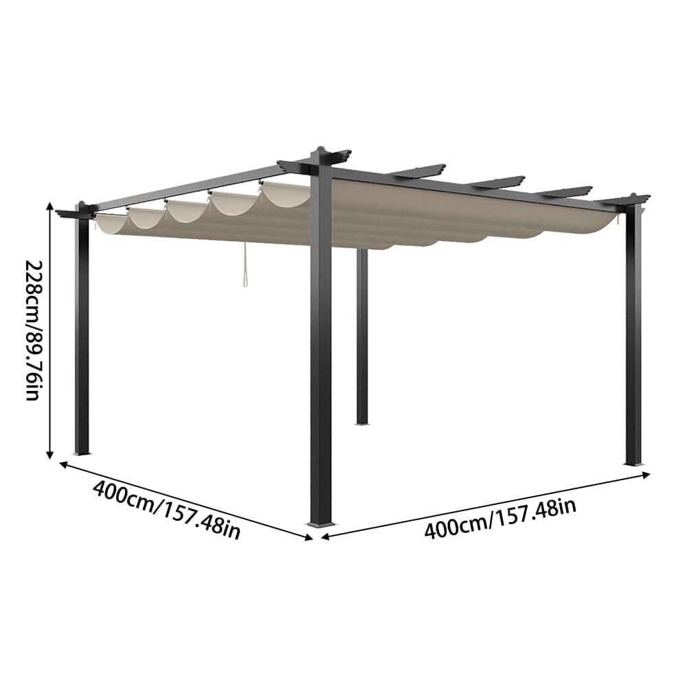 3x3m/3x4m/3x6m/4x4m All-Aluminum Flat Top Tarp Tent -Off-White/Light Grey