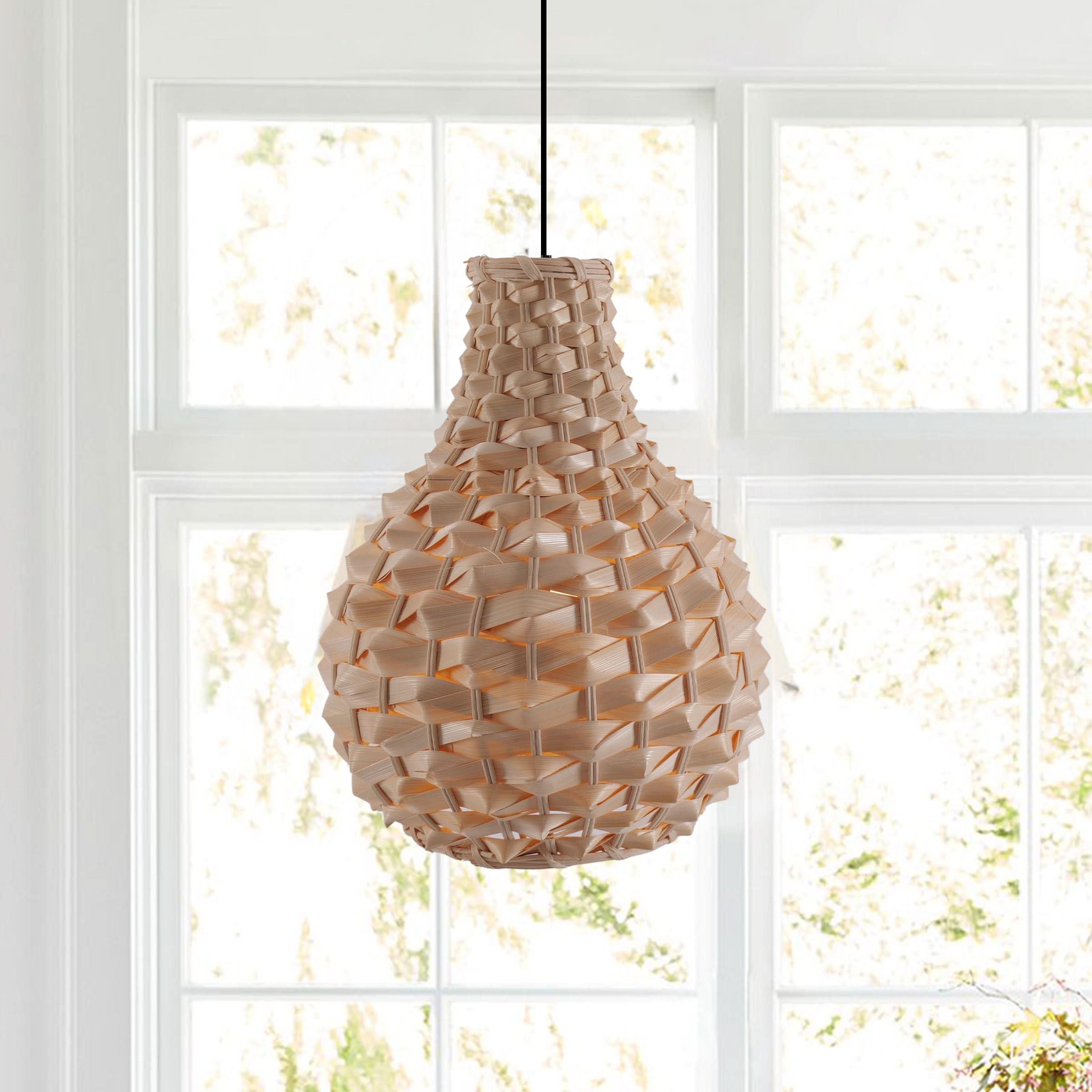 Lightsin Bamboo Hand-Weaving Pendant Light Natural Art Lighting Fixture