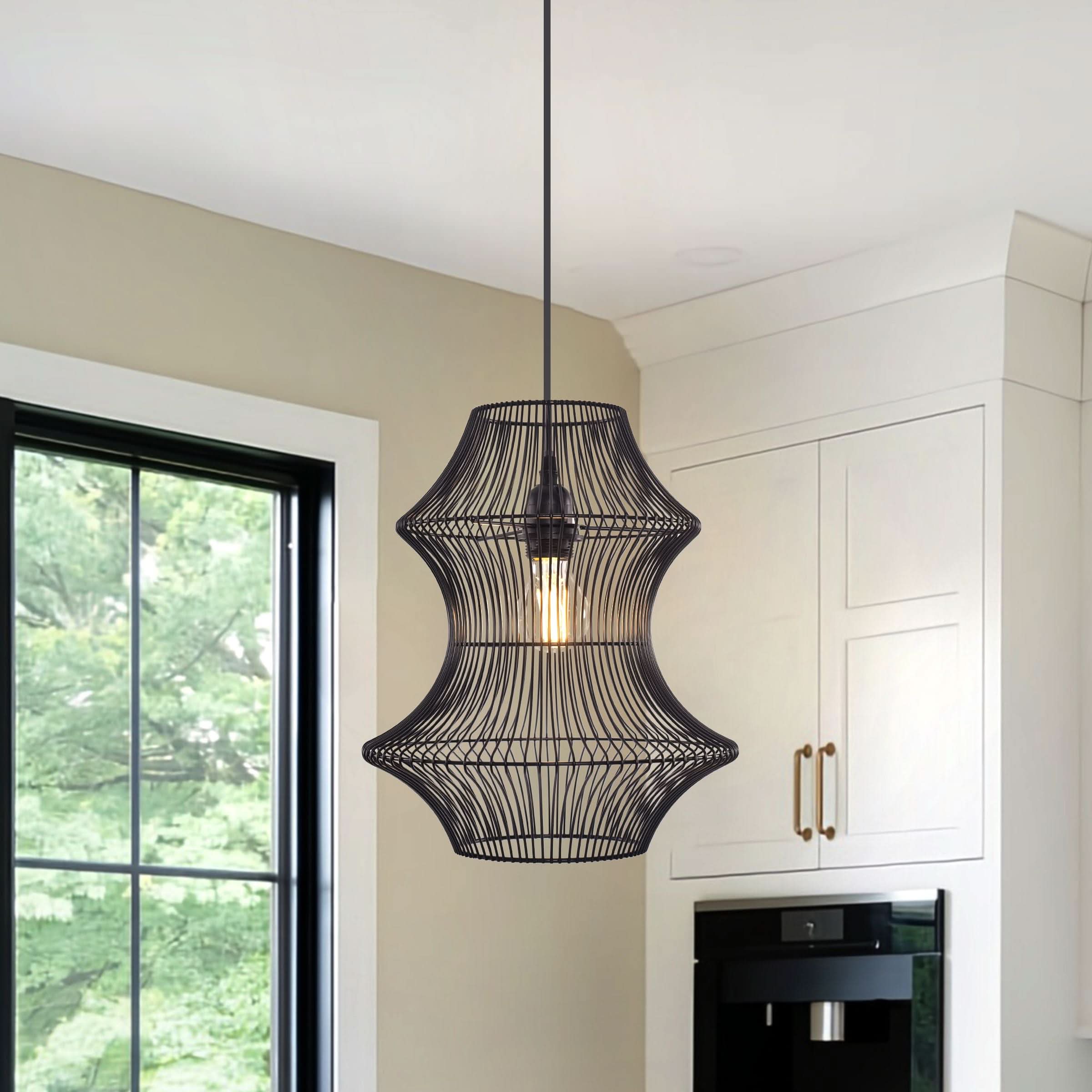 Glyph-Lightsin Industrial Black Iron Pendant Light with Hourglass Shape