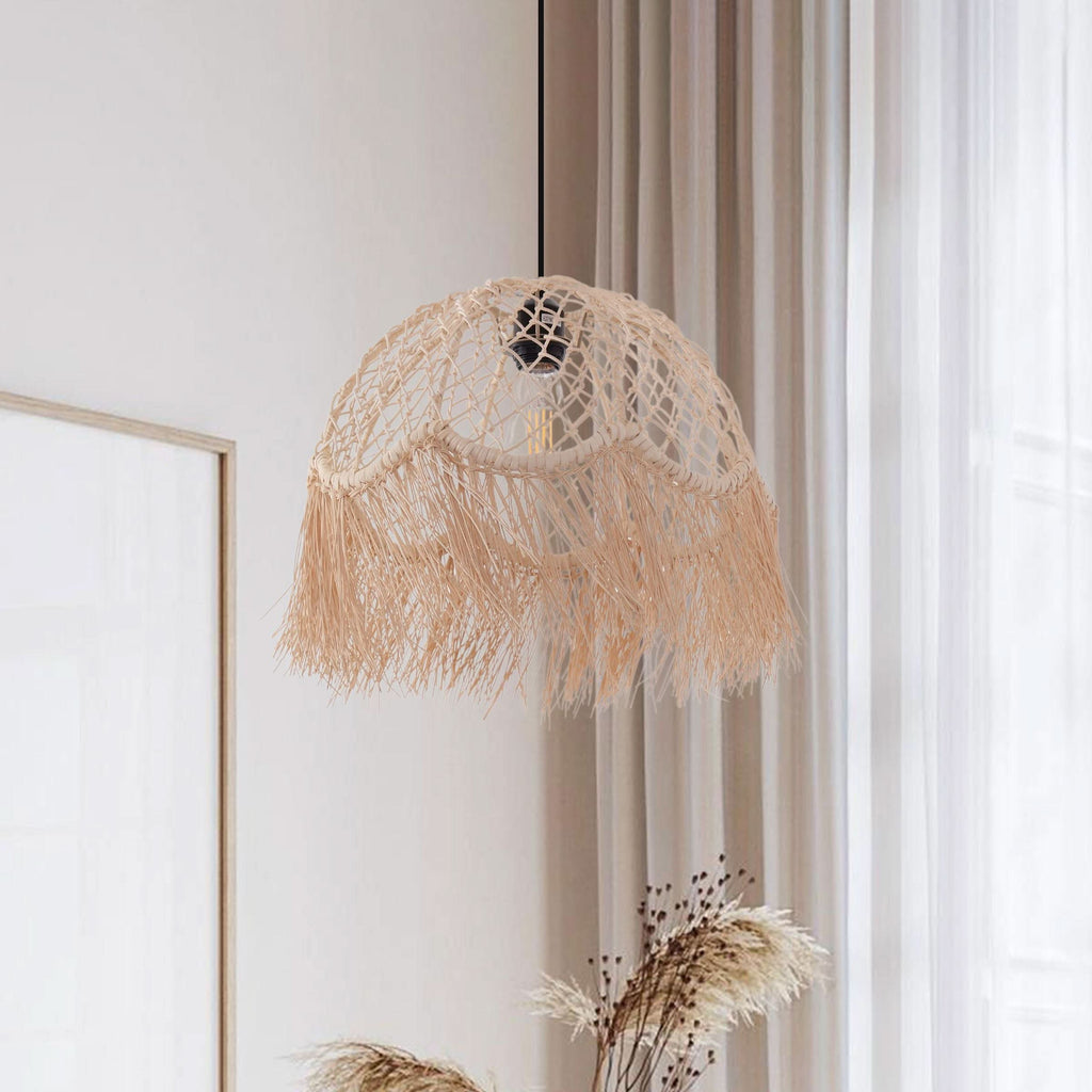 Lightsin Bohemian Woven Rattan Dome Pendant Light for Cozy Interiors