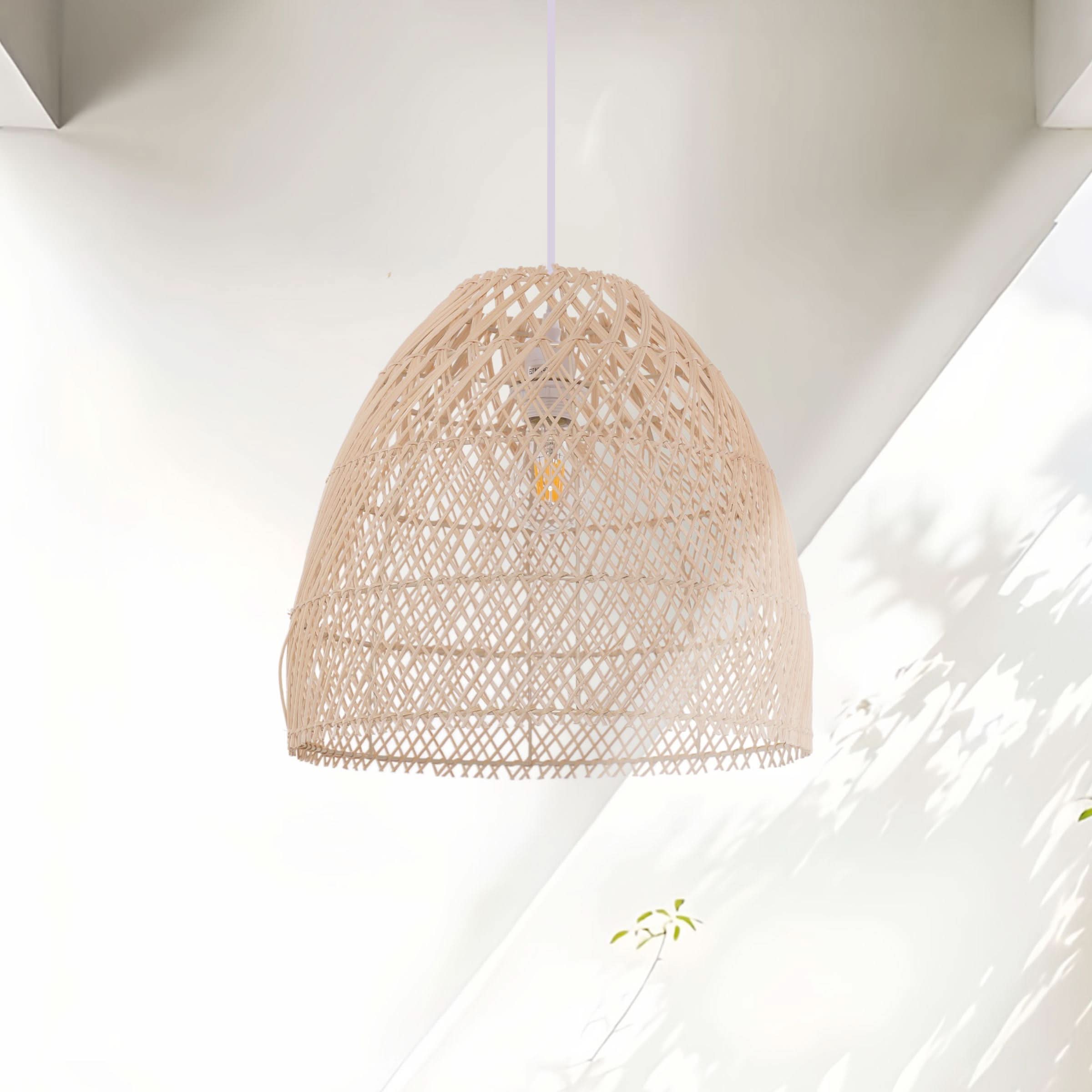 Lightsin TerraBell Dome Shaped Rattan Hanging Light