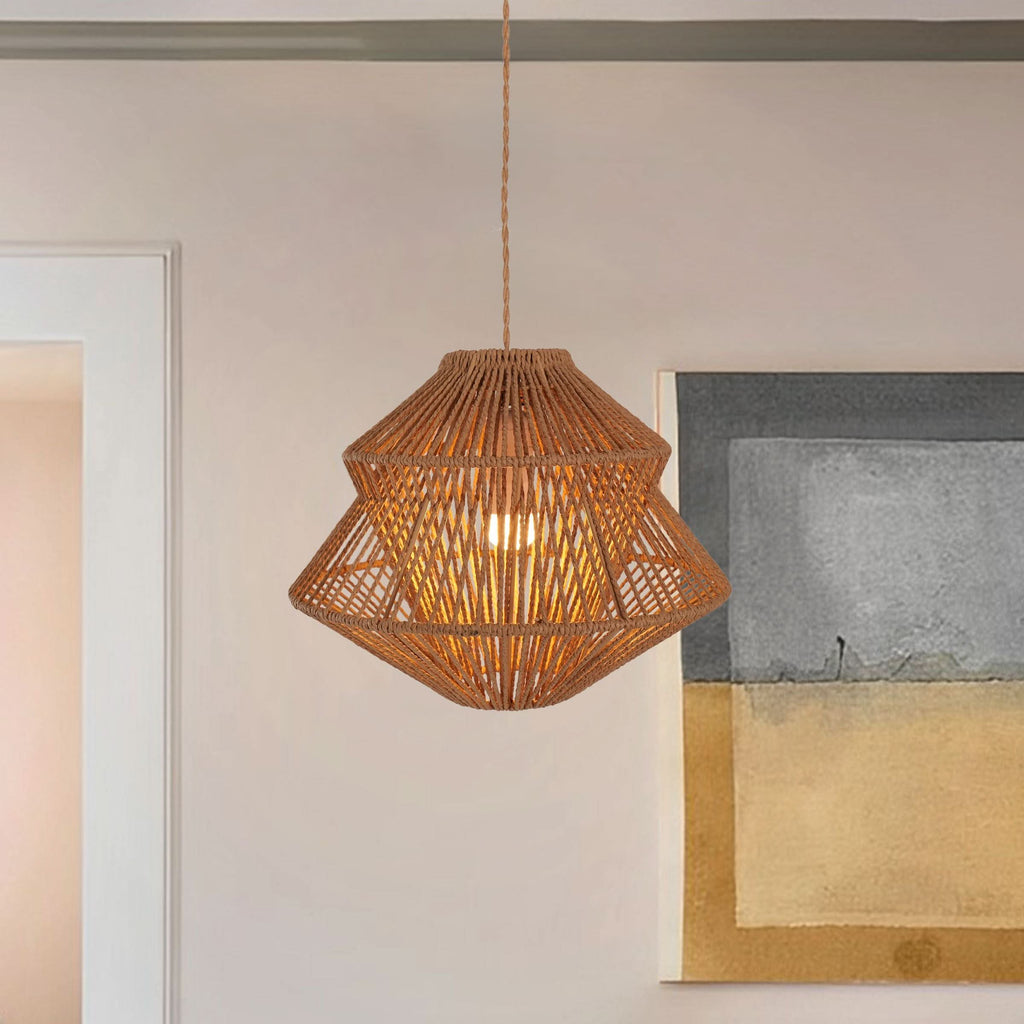 Lightsin Rustic Paper Rope Iron Pendant Light