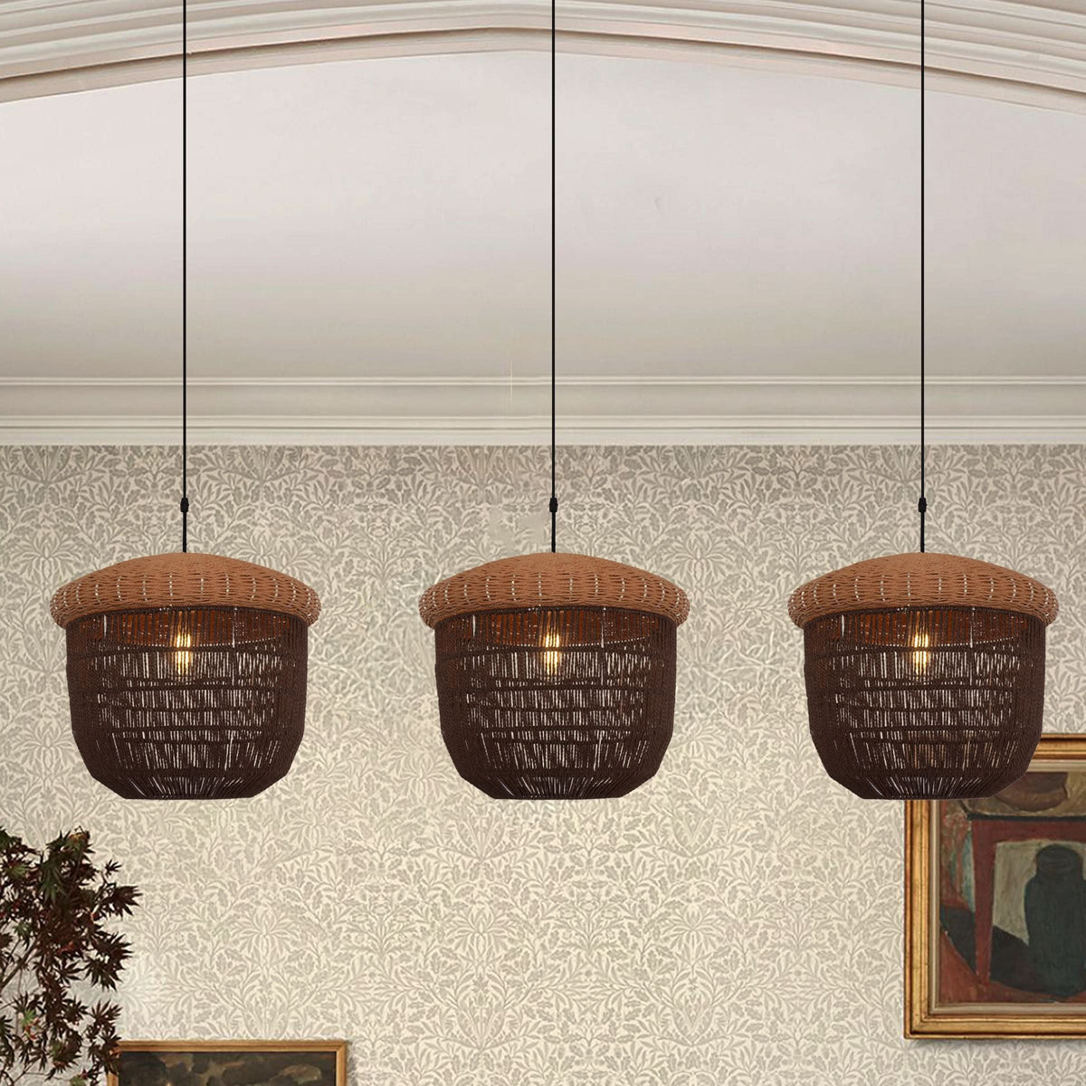 Lightsin Rustic Paper Rope Pendant Ceiling Light – Handwoven Eco-Friendly Light Fixture for Living Room, Dining, and Bedroom Ambiance