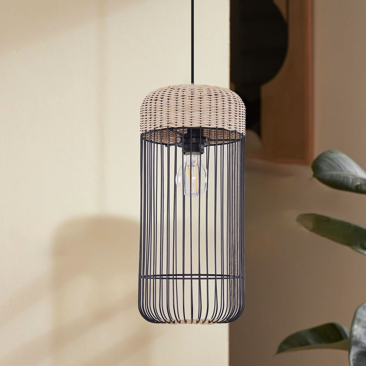Glyph-Lightsin Woven Rattan Cylinder Pendant Light for Warm and Inviting Spaces