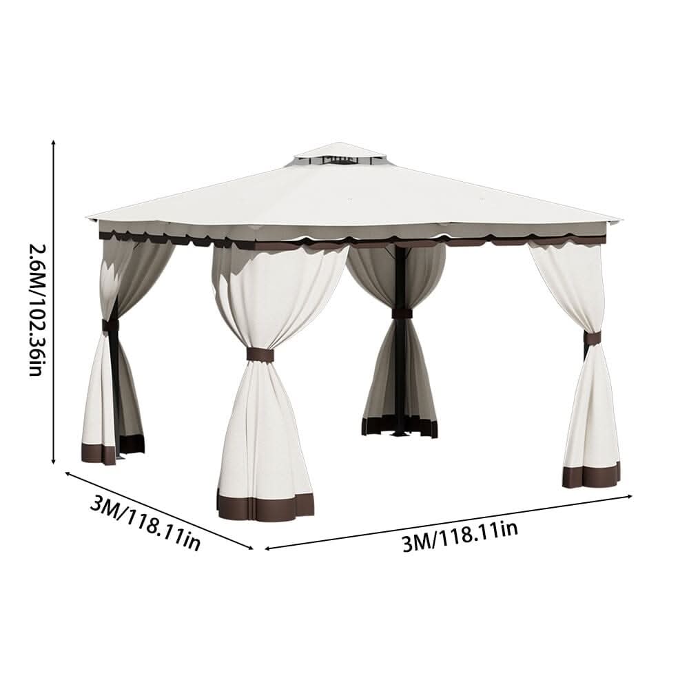 3*3m/4*4m Garden Party Beige Tent with Ground Pegs