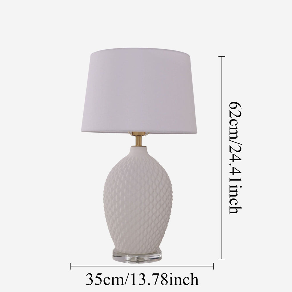 Lightsin 3D Pure White Diamond Embossed Relief Pattern Ceramic Table Lamp