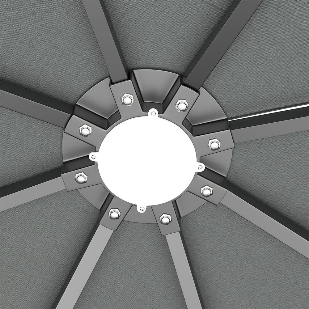 3x3x2.6m / 4x4x2.6m Light Grey / Dark Grey Single Roof Iron Tent with Lights – Square Canopy with Ground Pegs