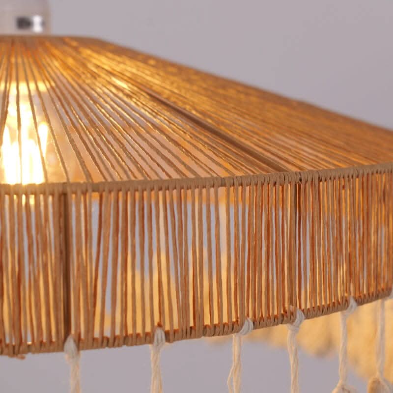 Lightsin Tassel Breeze Woven Pendant Light | Handcrafted Paper Rope Boho Ceiling Lamp