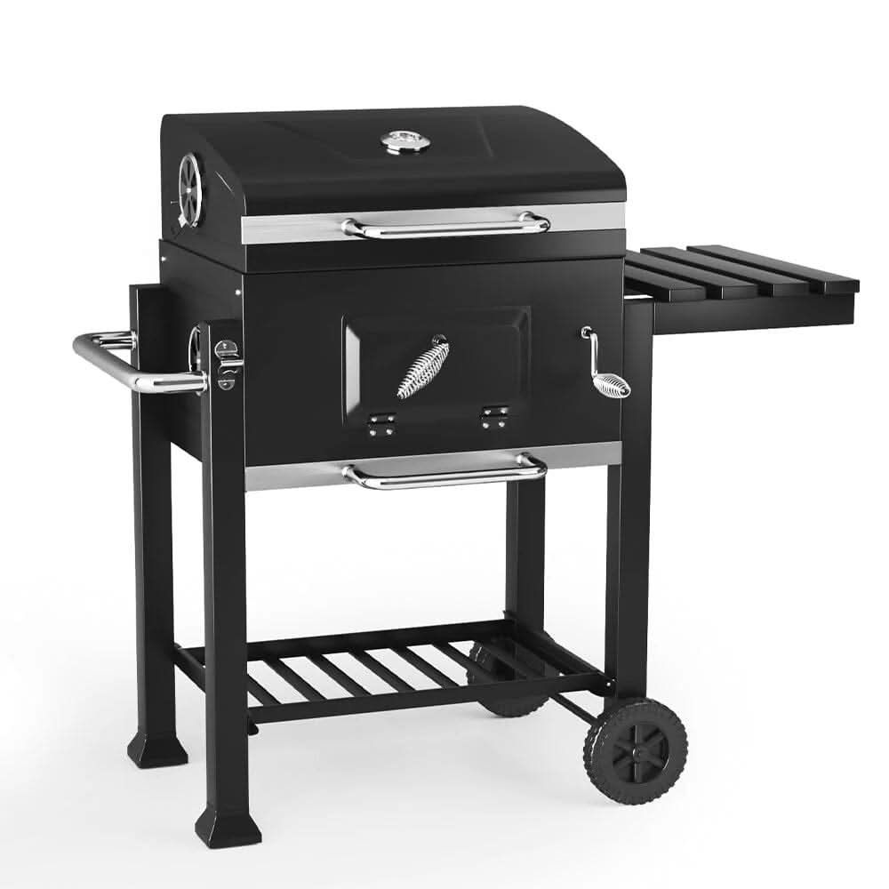 3ft Outdoor Carbon Steel BBQ Cooker BBQ Grill Side Shelves