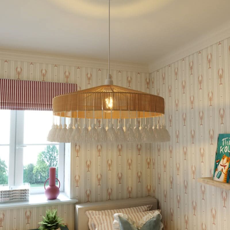 Lightsin Tassel Breeze Woven Pendant Light | Handcrafted Paper Rope Boho Ceiling Lamp