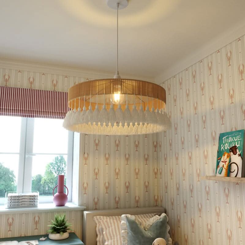 Lightsin Tassel Breeze Woven Pendant Light | Handcrafted Paper Rope Boho Ceiling Lamp