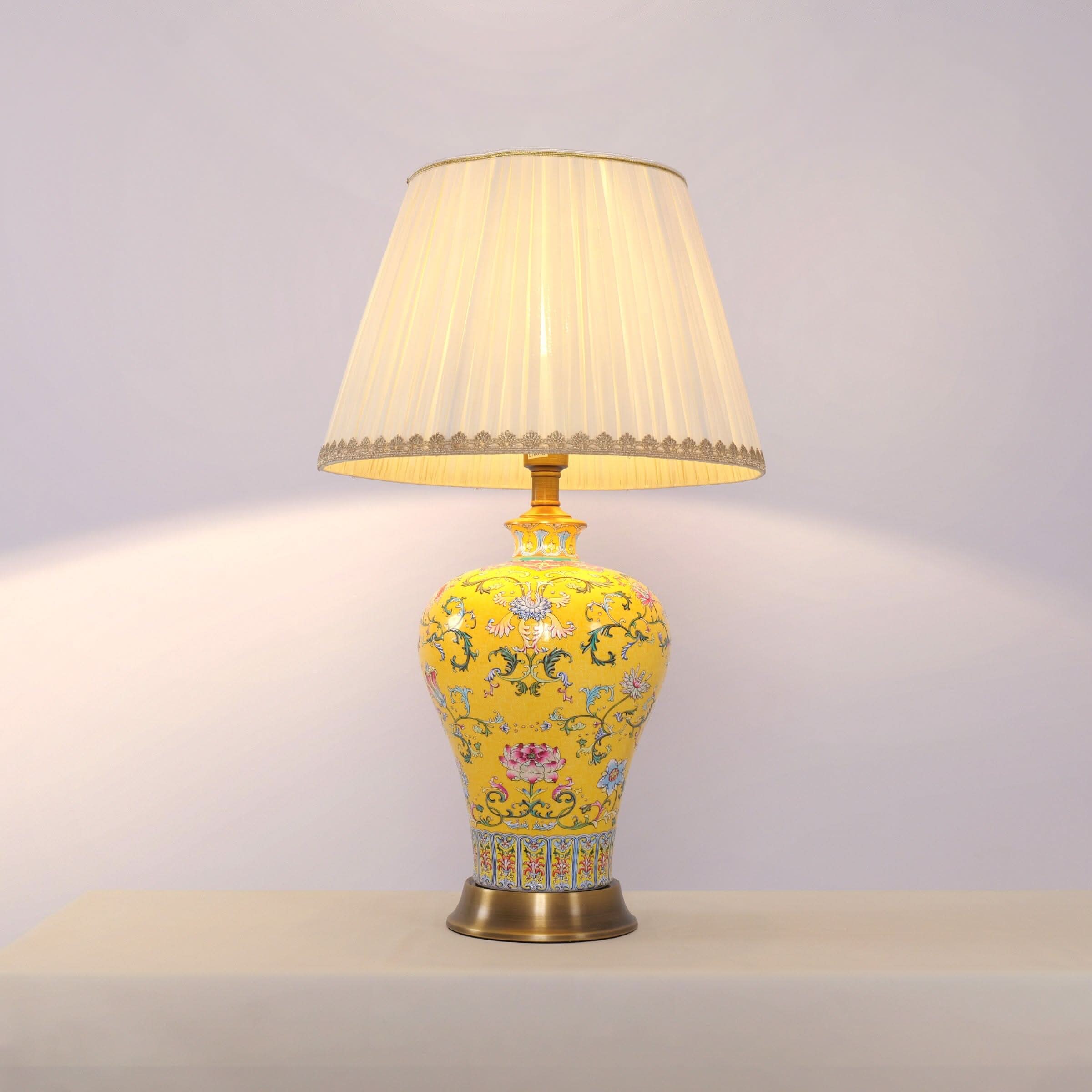 Lightsin Vibrant Ceramic Table Lamps for Living Room – Handcrafted Design with Warm Fabric Shade