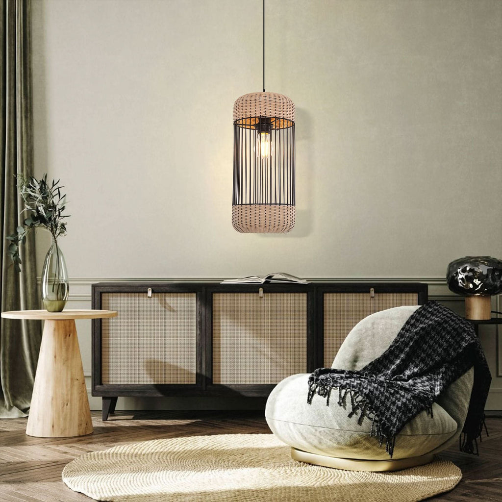 Glyph-Lightsin Cylinder-Inspired Rattan Pendant Light for Warm Natural Elegance