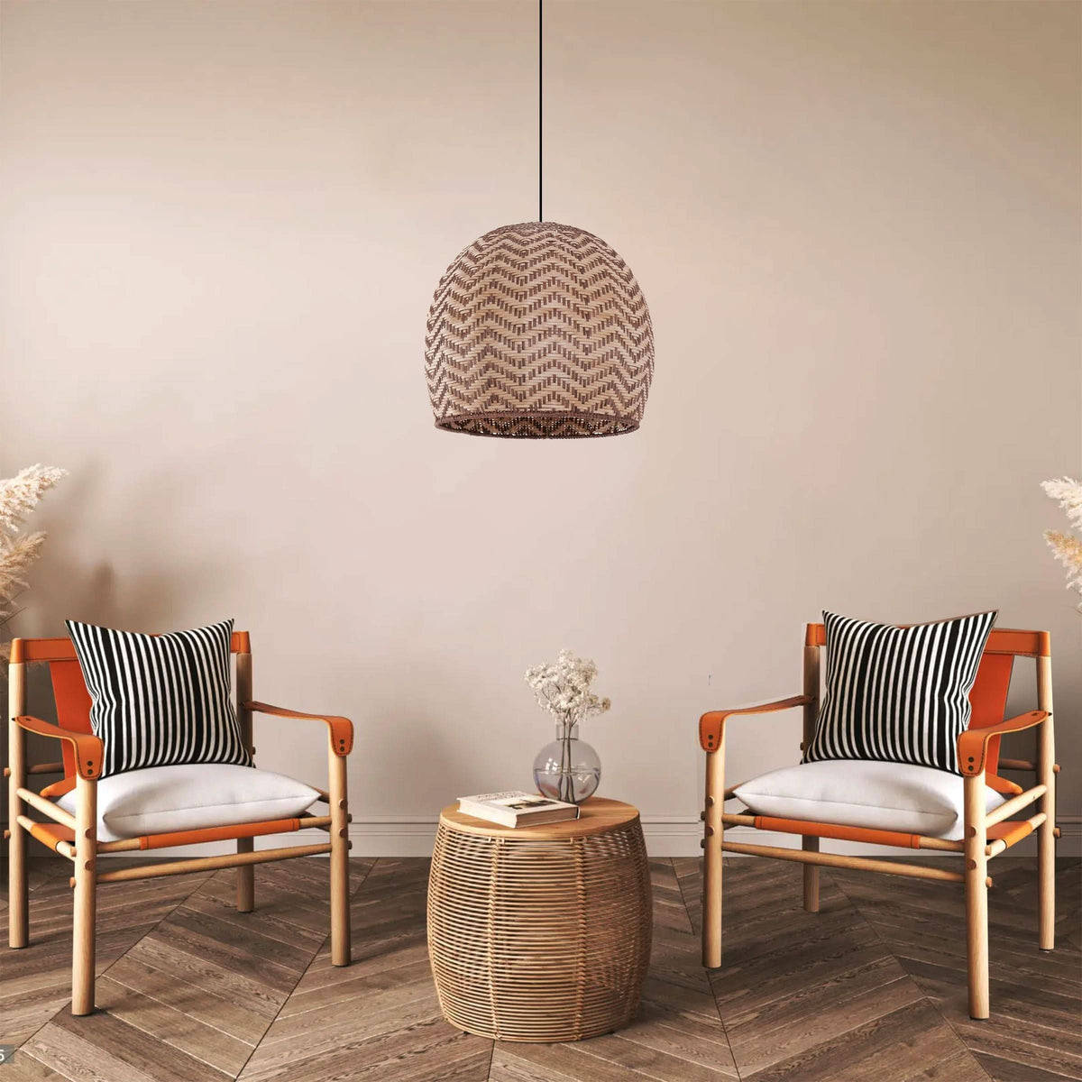 Lightsin Woven Rattan Ceiling Light with Wave Details for Modern Ceiling Lights