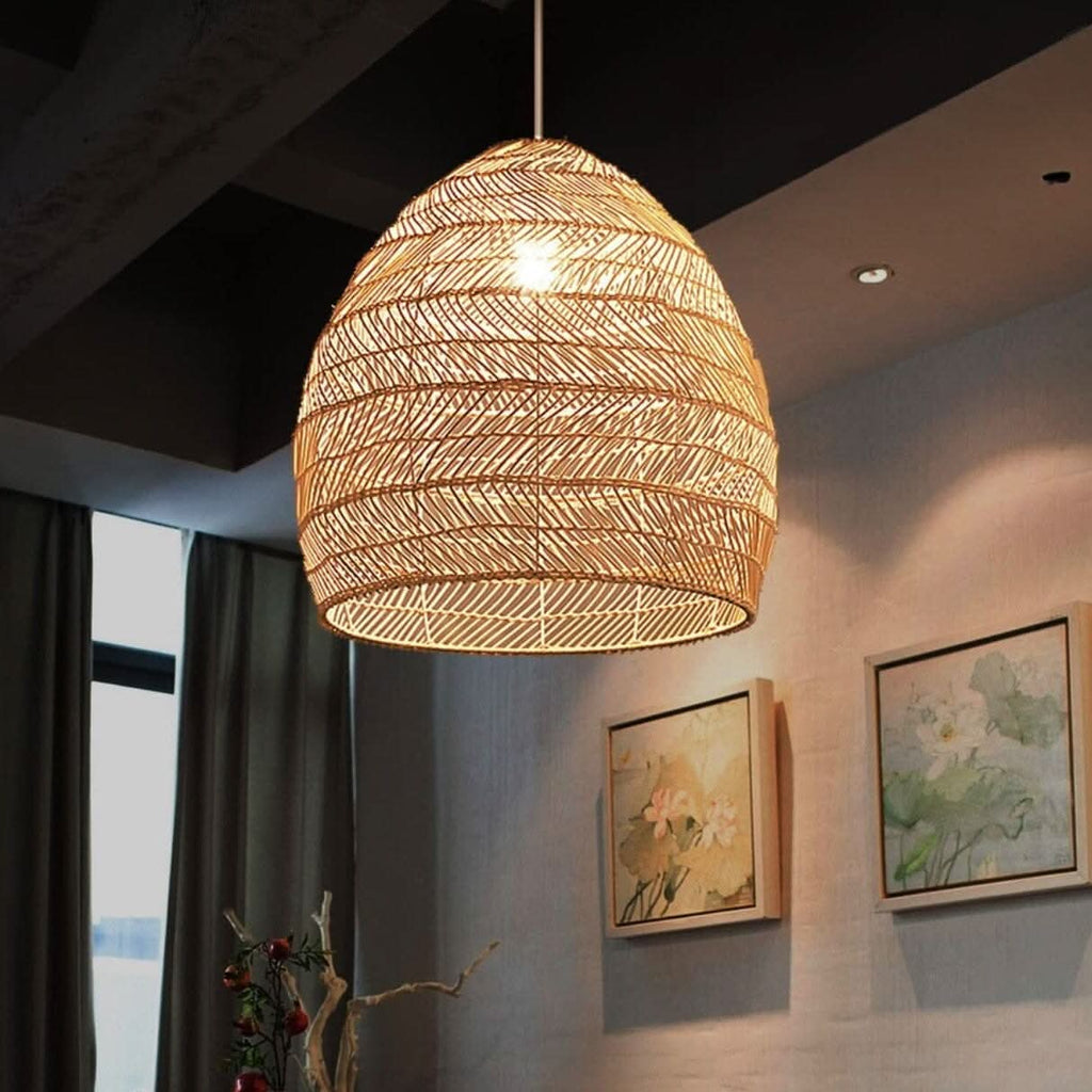 Cella-Lightsin Natural Rattan Pendant Light with Optional Woven Inner Sphere