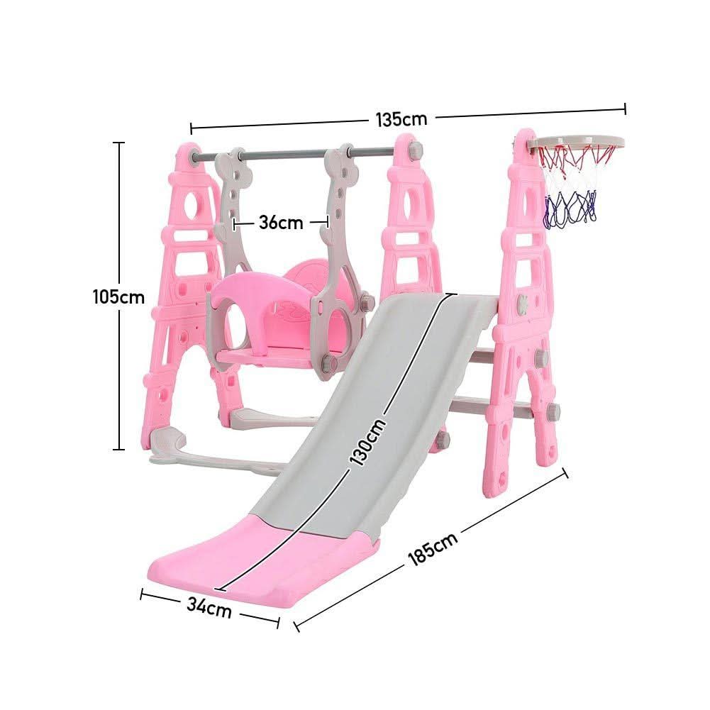 3 in 1 Kids Toddler Swing and Slide Set with Basketball Hoop Sturdy Construction