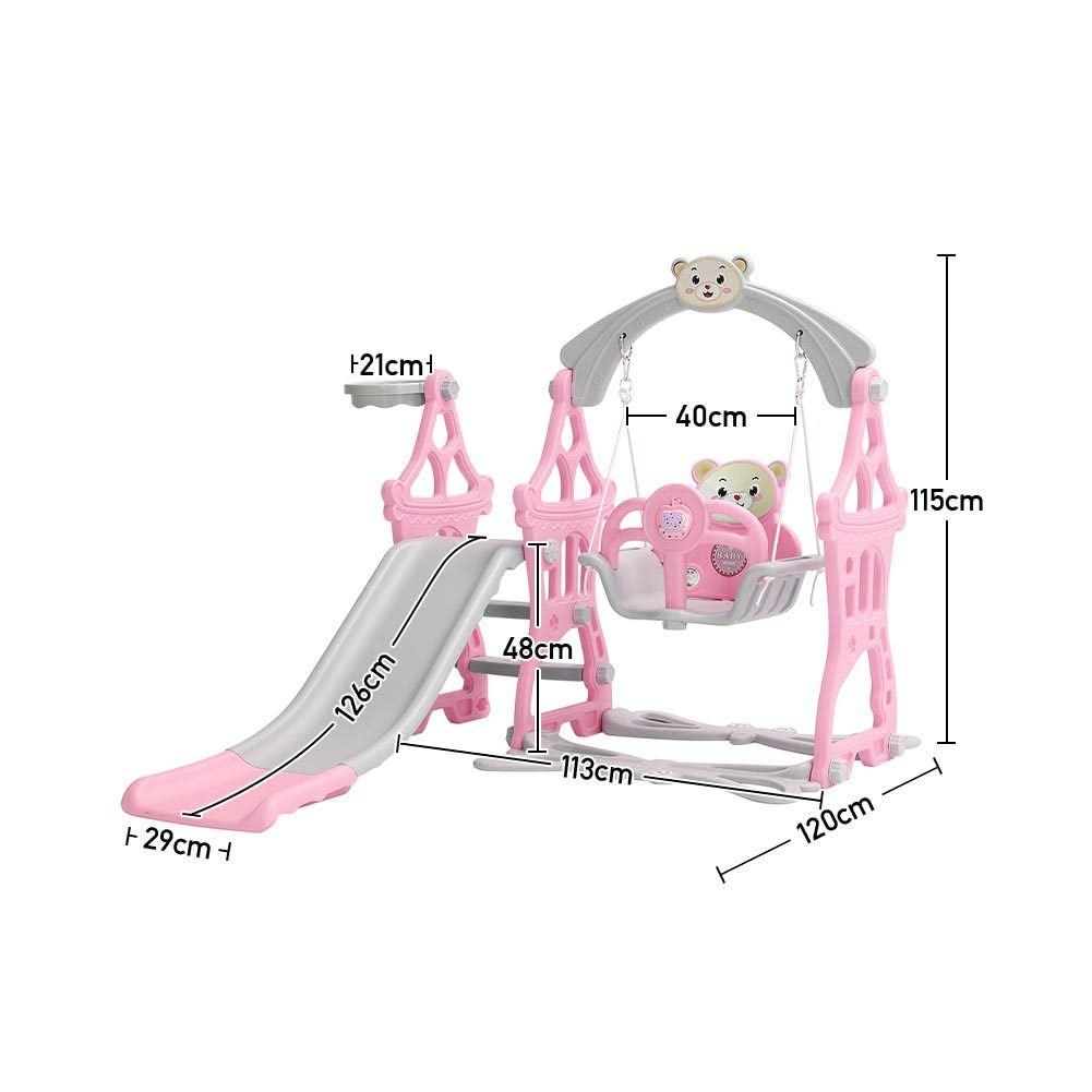 3 In 1 Fun Cyan/Pink Kids Toddler Swing and Slide Set Indoor and Outdoor