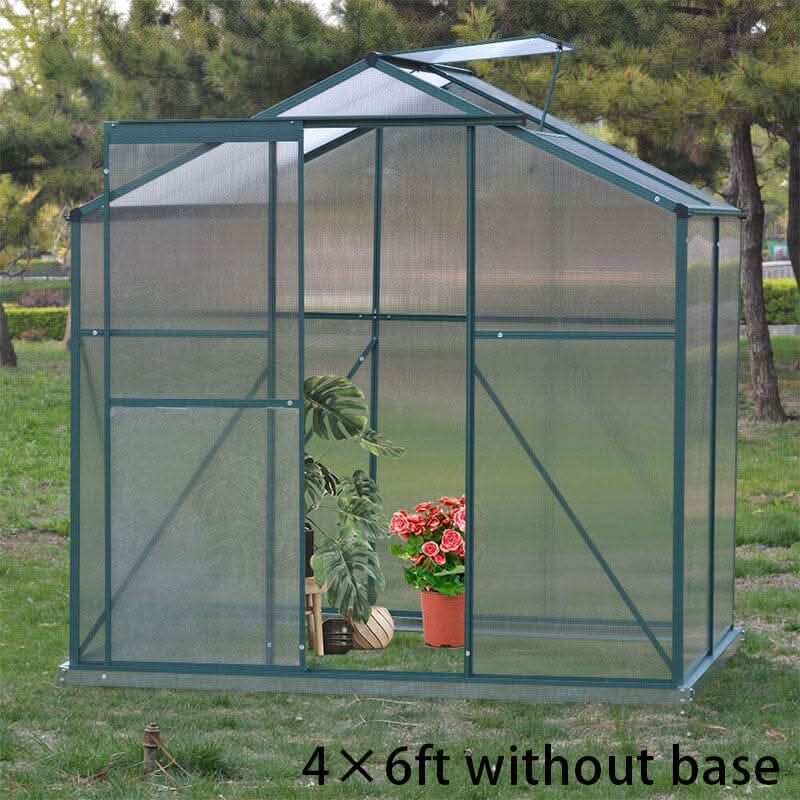 4×6 ft/ 6×6 ft/ 8×6 ft/10' x 6' ft Garden Greenhouse Green Framed with 2 Vents Rain Gutter Setting