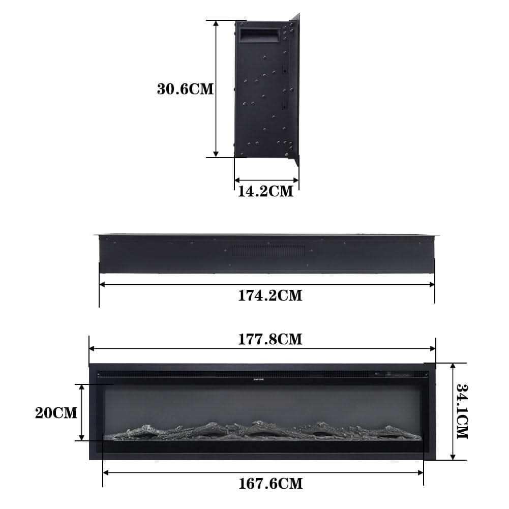 70/80/100 Inch Electric Fireplace with Remote 9 Flame Colours Freestanding Fireplaces