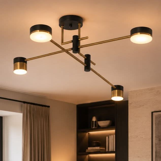 Lightsin Modern Black & Gold Metal Ceiling Light with LED Bulbs