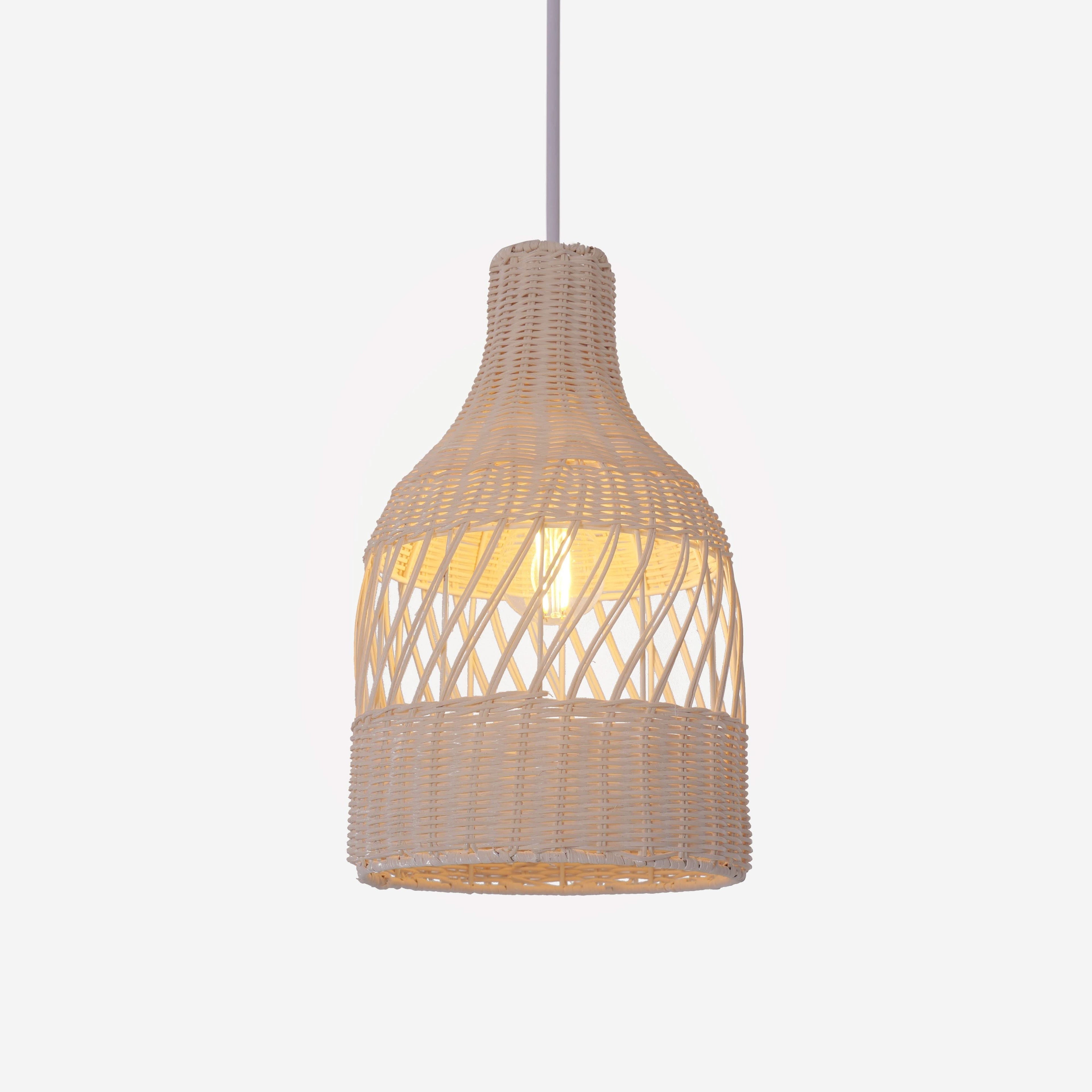 Lightsin Sustainable Handwoven White Rattan Light Fixture