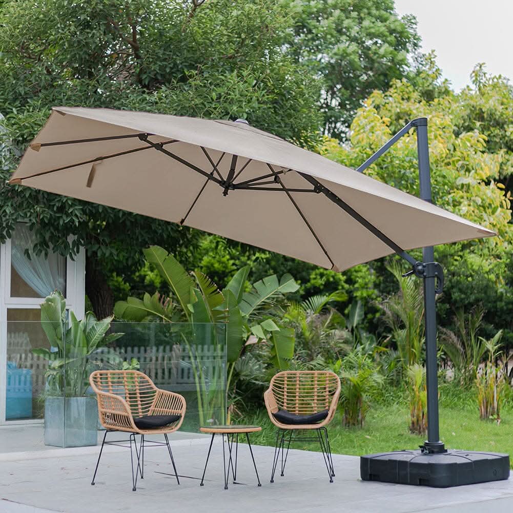 3 x 3 m Square Cantilever Parasol Outdoor Hanging Umbrella for Garden and Patio