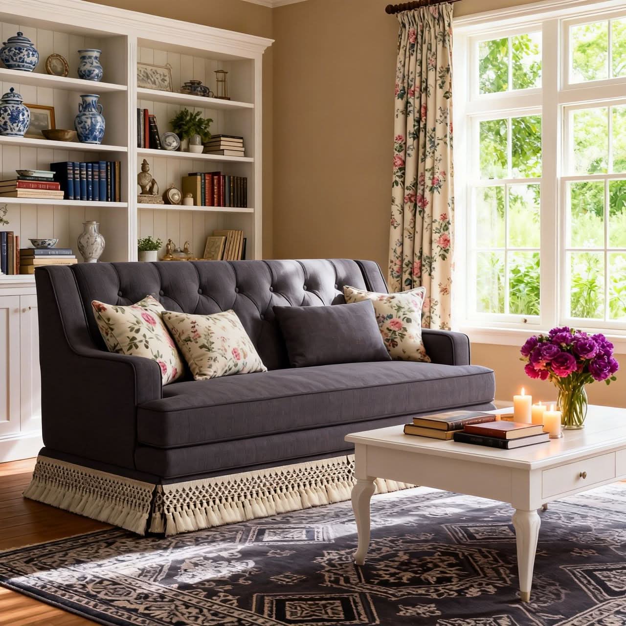 Cottonfy Fringe Skirt Sofa Velvet Linen Comfort Relaxed Living